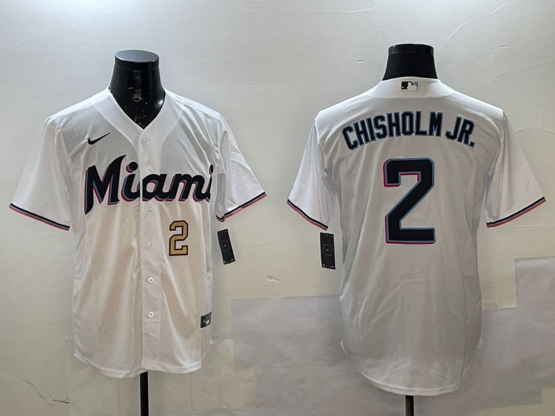 Men Miami Marlins #2 Chisholm jr White Game 2025 Nike MLB Jersey style 1